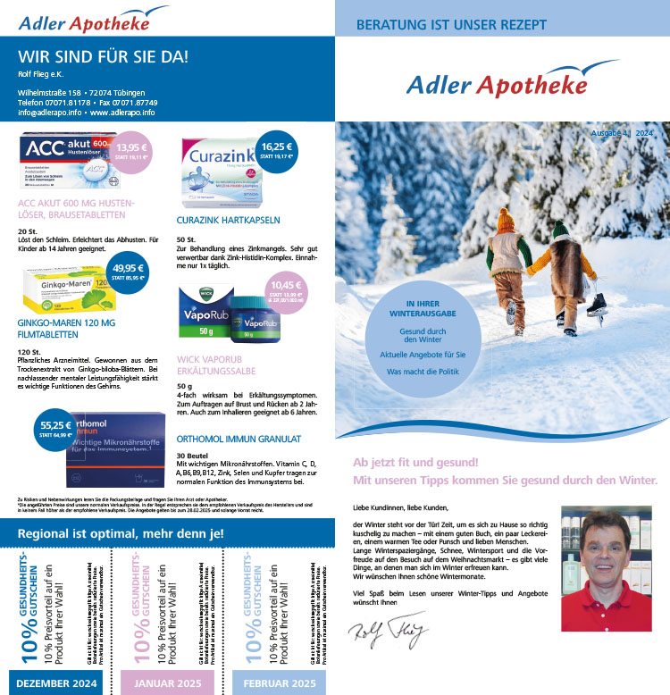 Angebots Flyer Adler Apotheke Tübingen